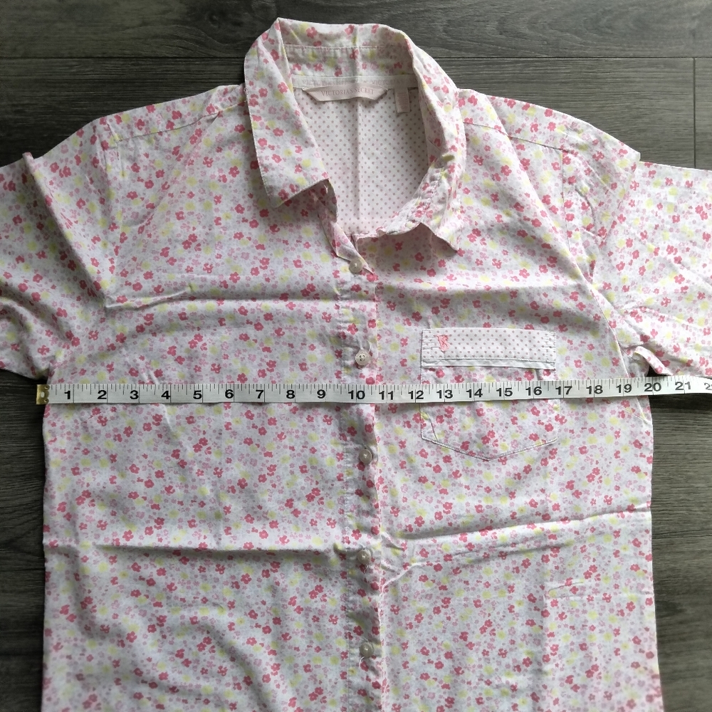 Victoria’s Secret Floral Button Up Long Sleeve Pink Night Shirt Gown Womens Sz S - Picture 10 of 11
